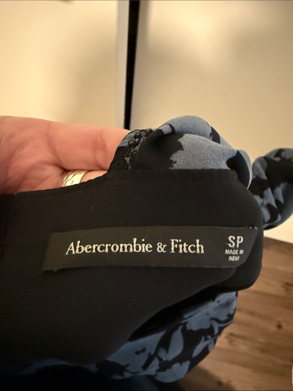 Abercrombie & Fitch Camille Dress with Black and Blue Floral Print, Long Sleeve - Picture 2 of 7